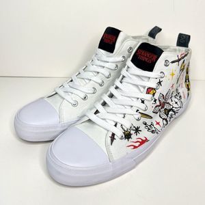 Stranger Things Hellfire Club Mens US 10 Akedo White High Top Shoes Sneakers NEW